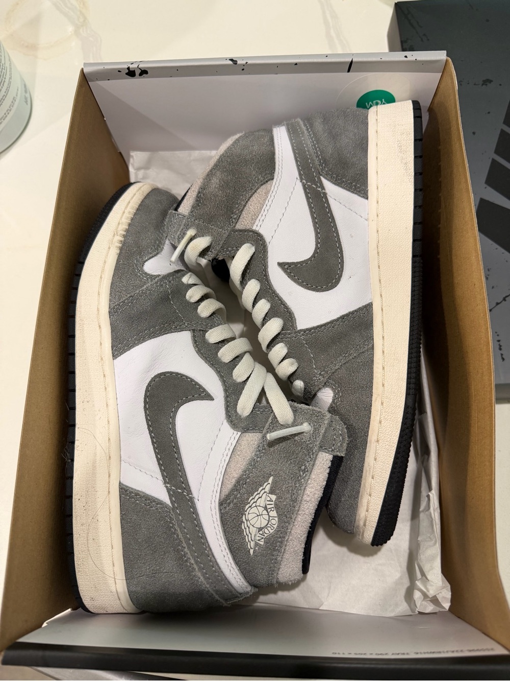 Nike Air Jordan 1 high Grey & White Suede Sneakers